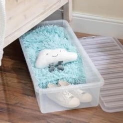 B&M Underbed Storage Box With Lid 55L - Clear -Home Decor Sales 307321 55l under bed storage box with lid 4
