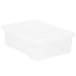 B&M Underbed Clear Storage Box With Lid 32L - Clear -Home Decor Sales 314173 32l underbed storage box with lid clear