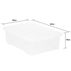 B&M Underbed Clear Storage Box With Lid 32L - Clear -Home Decor Sales 314173 32l underbed storage box with lid clear 3