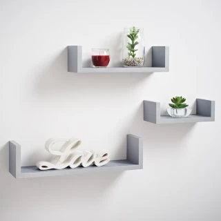 Lokken Set Of 3 Shelves - Grey 1 Lokken Set Of 3 Shelves - Grey