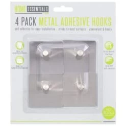 B&M Metal Adhesive Hooks 4pk - Square -Home Decor Sales 332165 metal hooks 4pk square