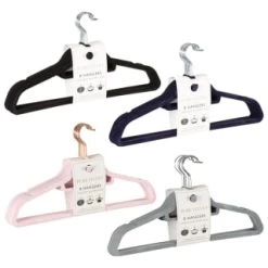 B&M Pure Velvet Hangers 8pk - Black -Home Decor Sales 333534 8pk velvet hangers group