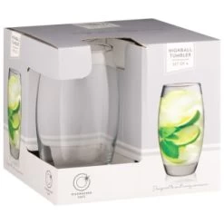 B&M Curved Hiball Glasses 4pk -Home Decor Sales 338803 set of 4 highball tumblers