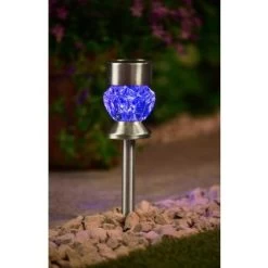 Crystal Top Glass Solar Post Light 4pk -Home Decor Sales 341965 4pk crystal top post light blue solar1