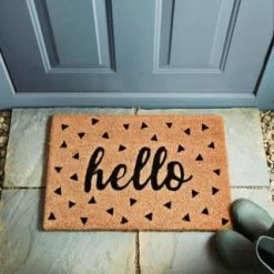 B&M Printed Coir Doormat - Hello