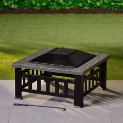 B&M Atlanta Square Firepit -Home Decor Sales 353356 atlanta square fire pit