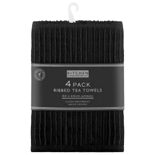 B&M Ribbed Tea Towels 4pk - Black 1 B&M Ribbed Tea Towels 4pk - Black