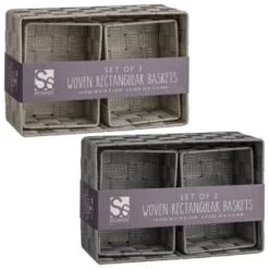 B&M Woven Storage Baskets 3pk - Silver -Home Decor Sales 365979 365978 3pk woven baskets group