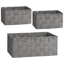 B&M Woven Storage Baskets 3pk - Silver -Home Decor Sales 365979 3pk woven baskets silver group