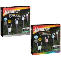 Eveready Mini Solar Lighting Posts 8pk - Colour Changing -Home Decor Sales 366414 366416 8pk eveready soloar powered mini post lights main