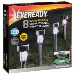 Eveready Mini Solar Lighting Posts 8pk - Colour Changing -Home Decor Sales 366414 8pk eveready soloar powered mini post lights bright white