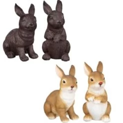 B&M Garden Rabbit Ornaments 2pk - Cast Iron Effect -Home Decor Sales 366608 2pk rabbit garden ornaments main