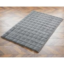 B&M Grid Faux Fur Rug 60 X 110cm - Grey
