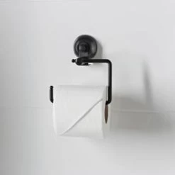 B&M Black Suction Toilet Roll Holder