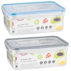B&M Clip Top Food Containers 4pk - Blue -Home Decor Sales 369681 4pk clip top food containers group
