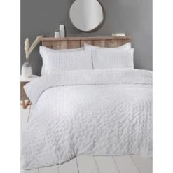 B&M Loft Studio Lara Seersucker King Duvet Set - White