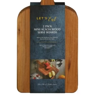 B&M Mini Acacia Wood Serve Boards 2pk 2 B&M Mini Acacia Wood Serve Boards 2pk - Image 2