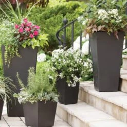 B&M Sonata Planter 50cm - Slate -Home Decor Sales 377687 377689 377691 377694 377698 377702 sonata planter slate pewter 33cm 50cm 70cm 3 1