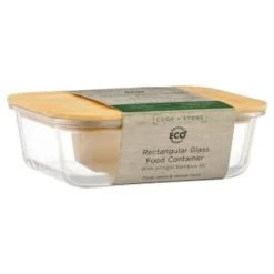 B&M Rectangular Glass Food Container With Bamboo Lid -Home Decor Sales 378623 regular glass food container 3