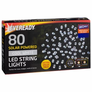 Eveready Solar Powered LED String Lights 80pk - Cool White 2 Eveready Solar Powered LED String Lights 80pk - Cool White - Image 2