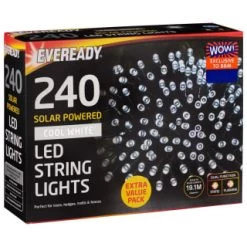 Eveready Solar Powered LED String Lights 240pk - Cool White -Home Decor Sales 379219 eveready 240 soloar powered led string lights