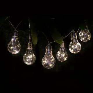 Solar Powered 12 Clear Light Bulb String LED Lights - Warm White 1 Solar Powered 12 Clear Light Bulb String LED Lights - Warm White