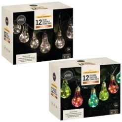 Solar Powered 12 Clear Light Bulb String LED Lights - Warm White 5 Solar Powered 12 Clear Light Bulb String LED Lights - Warm White -Home Decor Sales 379260 379261 12 solar powered light bulb string lights group