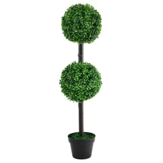Solar Powered Two Ball Topiary Tree - White LED 93cm 1 Solar Powered Two Ball Topiary Tree - White LED 93cm