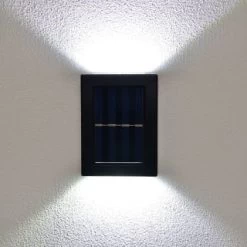 Solar Powered Up/Down Wall Light - White LED 4pk -Home Decor Sales 379453 4pk solar powered up down wall light cool white leds 3