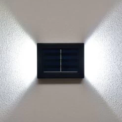 Solar Powered Up/Down Wall Light - White LED 4pk -Home Decor Sales 379453 4pk solar powered up down wall light cool white leds 4