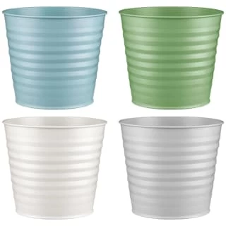 B&M Ribbed Matt Tin Planter - Cream 2 B&M Ribbed Matt Tin Planter - Cream - Image 2