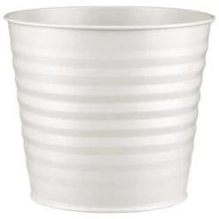 B&M Ribbed Matt Tin Planter - Cream