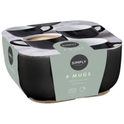 Simply Everyday Gloss Mugs 4pk - Black 7 Simply Everyday Gloss Mugs 4pk - Black -Home Decor Sales 380121 4pk simply everyday mugs black 2