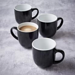 Simply Everyday Gloss Mugs 4pk - Black 9 Simply Everyday Gloss Mugs 4pk - Black -Home Decor Sales 380121 4pk simply everyday mugs black