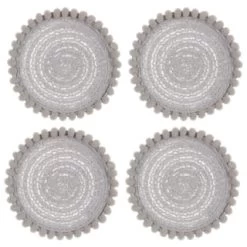 B&M Pom Pom Coasters - Grey 4pk -Home Decor Sales 380383 4pk harmony pom pom coasters grey 2