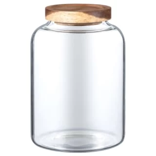B&M Homestead Large Airtight Glass Jar With Acacia Lid 1 B&M Homestead Large Airtight Glass Jar With Acacia Lid