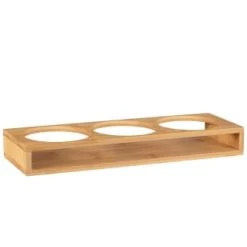 B&M Natural Home Glass Jars In Bamboo Stand 3pk -Home Decor Sales 380530 3pk natural home glass jars in bamboo stand 5