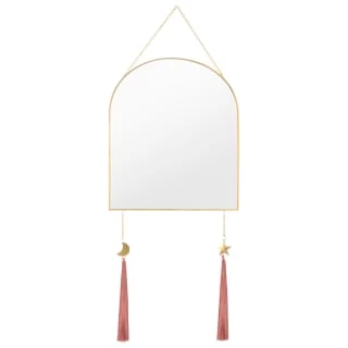 B&M Gold Mirror With Pink Tassels 1 B&M Gold Mirror With Pink Tassels