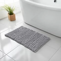Retreat Knitted Bath Mat 50 X 80cm - Grey