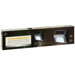 Solar Powered Stainless Steel Fence Lights 4pk -Home Decor Sales 382952 4pk mason and jones stainless steel fence and path lights 2