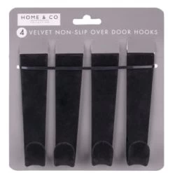B&M Velvet Overdoor Hooks 4pk - Black -Home Decor Sales 383665 4 velvet non slip over door hooks black