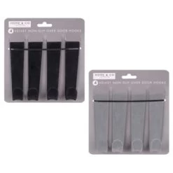 B&M Velvet Overdoor Hooks 4pk - Black -Home Decor Sales 383665 4 velvet non slip over door hooks main