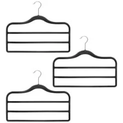 B&M Velvet Trouser Hangers 3pk - Black -Home Decor Sales 383688 3pk pure velvet trouser hangers black