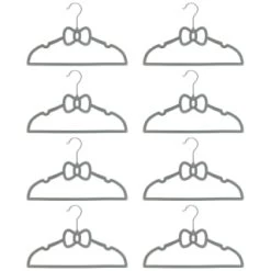 B&M Children's Non-Slip Hangers 8pk - Grey -Home Decor Sales 383693 8pk childrens hangers grey bow