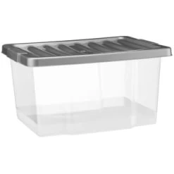B&M Clear Storage Boxes With Lids 3pk 20L -Home Decor Sales 384092 20l lidded box 3pk