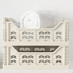 Midi Stacking Fold Flat Crate 30.6 X 20.5 X 12.6cm - Cream -Home Decor Sales 384970 384974 384975 home essentials midi stacking fold flat crate main