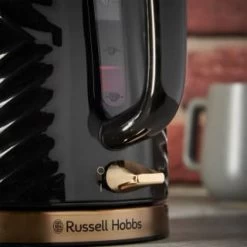 Russell Hobbs Groove Kettle 1.7L - Black & Gold -Home Decor Sales 386647 russell hobbs groove black and gold kettle 3
