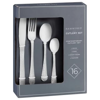 B&M Cambridge Hammered Cutlery Set 16pc 2 B&M Cambridge Hammered Cutlery Set 16pc - Image 2
