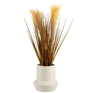 B&M Pampas Grass In Stone Pot - Neutral -Home Decor Sales 390469 pampas grass in stone pot