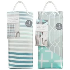 Blue Stripe Printed Shower Curtain -Home Decor Sales 390591 printed shower curtain blue group